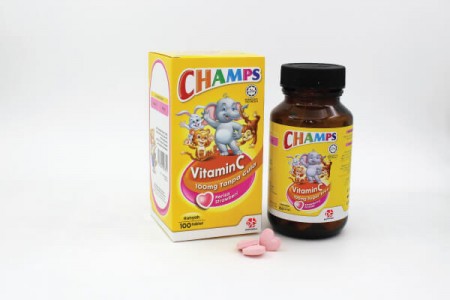 Champs Vitamin C 100mg Sugar Free Chewable Tablet (Strawberry) 100's