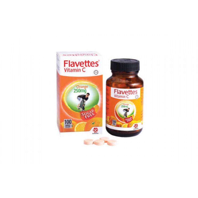 Flavettes Vitamin C 250mg Sugar Free Orange 100's 