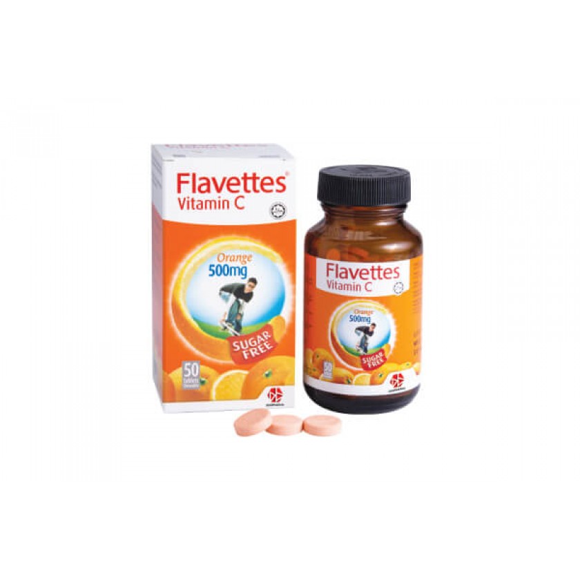 Flavettes Vitamin C 500mg Sugar Free Orange 50's